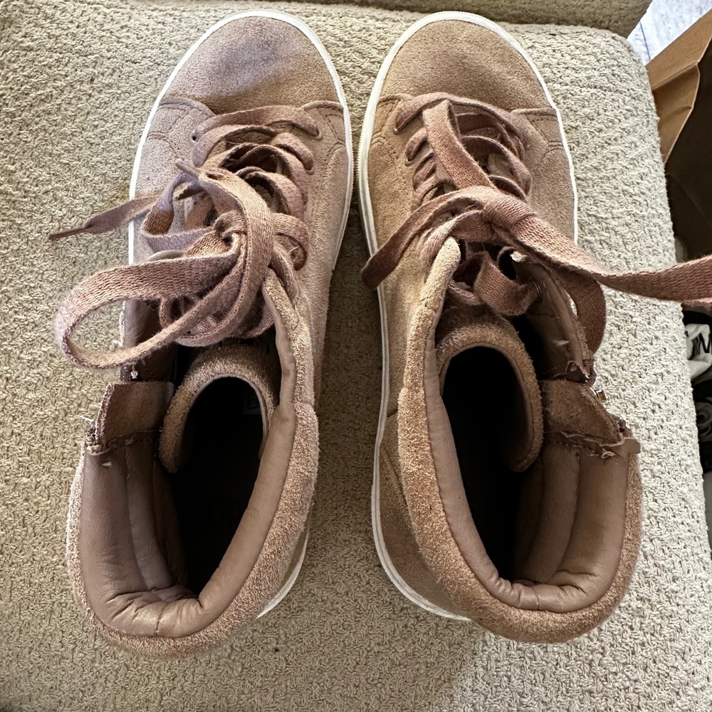 UGG Olli Women's Brown Camel Tan Suede Side Zip High Top Sneakers